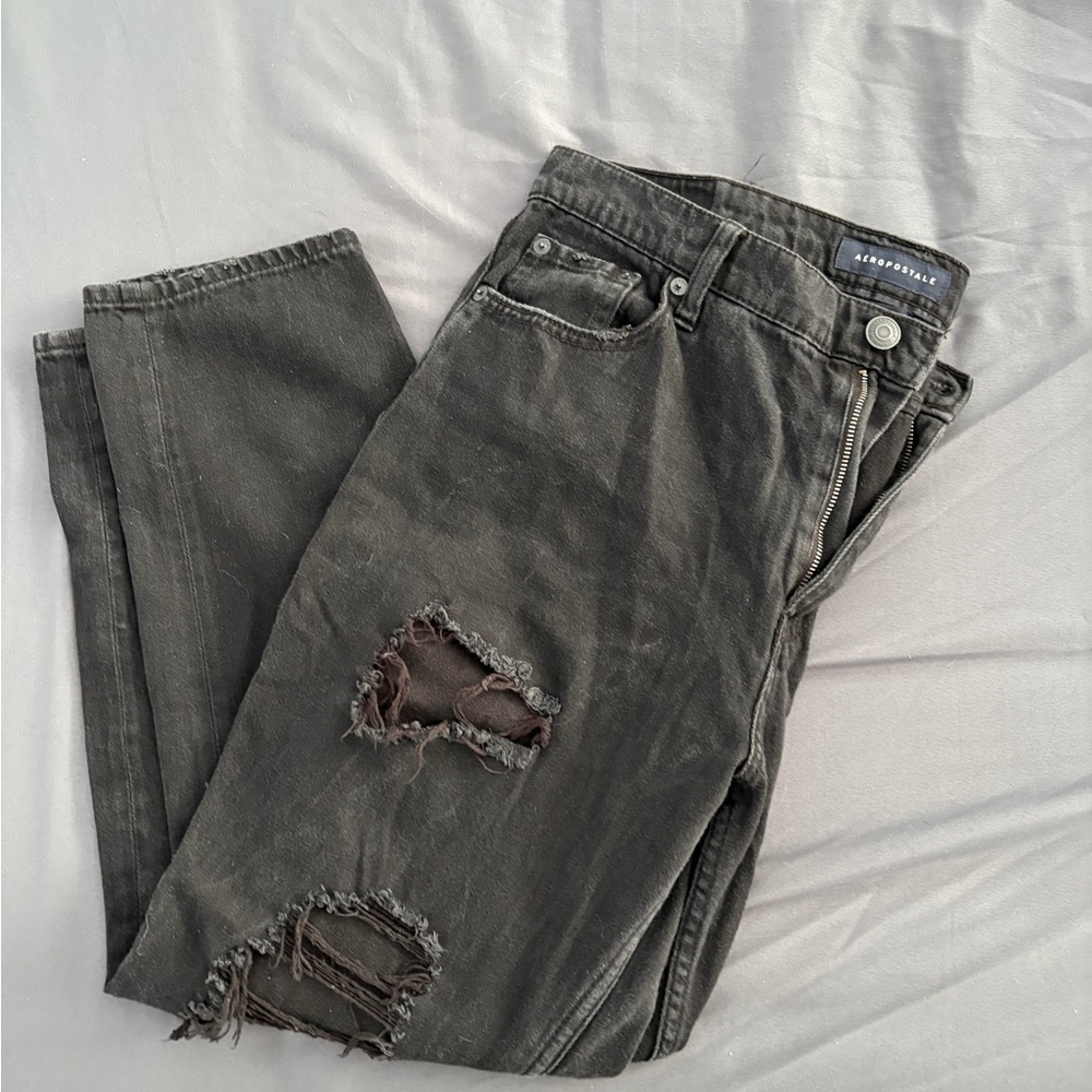 Aeropostale Charcoal Distressed mom Jeans